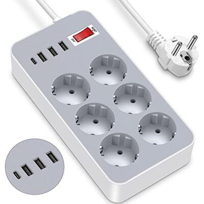 GFtz Listwa zasilająca z przełącznikiem, 6 gniazdek wielokrotnych z przełącznikiem, przedłużacz 10 w 1, listwa zasilająca z gniazdem USB C i przełącznikiem, do domu, kuchni, biura GFtz Listwa zasilająca z przełącznikiem, 6 gniazdek wielokrotnych z przełącznikiem, przedłużacz 10 w 1, listwa zasilająca z gniazdem USB C i przełącznikiem, do domu, kuchni, biura