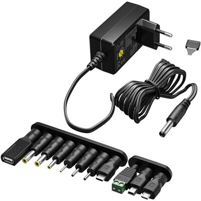 goobay Uniwersalny zasilacz 5,5 x 2,1 mm DC z 3 V 12 V, maks. 3,6 W/1,2 A i 6 innymi adapterami goobay Uniwersalny zasilacz 5,5 x 2,1 mm DC z 3 V 12 V, maks. 3,6 W/1,2 A i 6 innymi adapterami