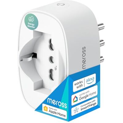 meross Włoskie gniazdko WiFi, inteligentne gniazdo z monitorem energii, inteligentne gniazdko kompatybilne z Apple HomeKit, Alexa i Google Home, funkcja timera, pilot zdalnego sterowania, 3840 W, 16 meross Włoskie gniazdko WiFi, inteligentne gniazdo z monitorem energii, inteligentne gniazdko kompatybilne z Apple HomeKit, Alexa i Google Home, funkcja timera, pilot zdalnego sterowania, 3840 W, 16