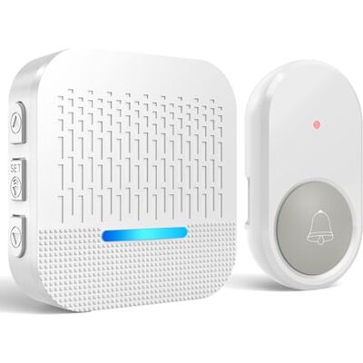 SURFOU Dzwonek radiowy, do użytku na zewnątrz, wodoszczelny IP55, do domu, zasilany bateriami, do drzwi wejściowych, zasięg 300 m, z odbiornikiem wtykowym, 5 głośności, 55 melodii z Bożym Narodzeniem, SURFOU Dzwonek radiowy, do użytku na zewnątrz, wodoszczelny IP55, do domu, zasilany bateriami, do drzwi wejściowych, zasięg 300 m, z odbiornikiem wtykowym, 5 głośności, 55 melodii z Bożym Narodzeniem,