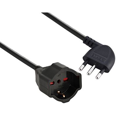 Electraline 46107 Przedłużacz 3 mt Wtyczka 16A i Gniazdo wielofunkcyjne (schuko +10/16A), Czarny-Sekcja Kabel 3G1,5 mm Electraline 46107 Przedłużacz 3 mt Wtyczka 16A i Gniazdo wielofunkcyjne (schuko +10/16A), Czarny-Sekcja Kabel 3G1,5 mm
