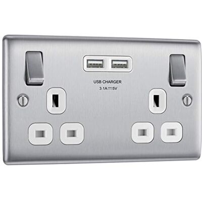 British General NBS2 2U3 W Nexus Kov - Wypolerowana stal USB gniazdo British General NBS2 2U3 W Nexus Kov - Wypolerowana stal USB gniazdo