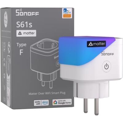 SONOFF S61s Inteligentne Gniazdko WiFi 16A/3840W – Zdalne Sterowanie & Sterowanie Głosem, Monitor Energii, Timer, Matter-kompatybilne z Alexa, Google i Apple Home SONOFF S61s Inteligentne Gniazdko WiFi 16A/3840W – Zdalne Sterowanie & Sterowanie Głosem, Monitor Energii, Timer, Matter-kompatybilne z Alexa, Google i Apple Home