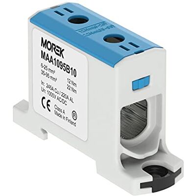 MOREK Niebieski AL/CU Terminalny blok - 6-95mm² TS35 - Przemysłowy złącznik MOREK Niebieski AL/CU Terminalny blok - 6-95mm² TS35 - Przemysłowy złącznik