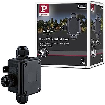 Paulmann 237 skrzynka przyłączeniowa z 3 gniazdami IP68, zabezpieczona przed trwałym zanurzeniem w wodzie, kolor czarny, do kabli o średnicy do 15 mm Paulmann 237 skrzynka przyłączeniowa z 3 gniazdami IP68, zabezpieczona przed trwałym zanurzeniem w wodzie, kolor czarny, do kabli o średnicy do 15 mm
