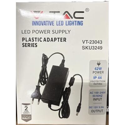 V-TAC Zasilacz 12 V 42 W 3,5 A z gniazdem 2.1 do kamer, taśmy LED, modem transformator 12 V Plug&Play z wtyczką do domu do ekranów, urządzeń elektronicznych Wejście AC 100-240 V V-TAC Zasilacz 12 V 42 W 3,5 A z gniazdem 2.1 do kamer, taśmy LED, modem transformator 12 V Plug&Play z wtyczką do domu do ekranów, urządzeń elektronicznych Wejście AC 100-240 V