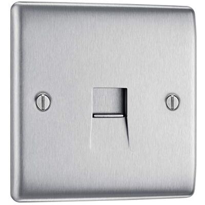 BG Electrical RJ11 Pojedyncze gniazdo telefoniczne, stal szczotkowana BG Electrical RJ11 Pojedyncze gniazdo telefoniczne, stal szczotkowana