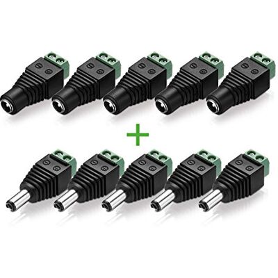 conecto , Adapter wtyku drążonego, 5,5 x 2,5 mm wtyk pusty na dwubiegunowym bloku zacisków (5x) + adapter wtyczki drążonej 5,5 x 2,5 mm gniazdo na dwubiegunowym bloku zacisków (5x) conecto , Adapter wtyku drążonego, 5,5 x 2,5 mm wtyk pusty na dwubiegunowym bloku zacisków (5x) + adapter wtyczki drążonej 5,5 x 2,5 mm gniazdo na dwubiegunowym bloku zacisków (5x)