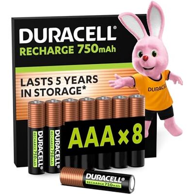 Duracell AAA Akumulatorki Rechargeable, 8-pak, 1.2V, 750 mAh NiMH Wstępnie naładowany – trwała bateria AAA do ponownego ładowania – idealna np. do kontrolerów gier – opakowanie plastikowe 0% Duracell AAA Akumulatorki Rechargeable, 8-pak, 1.2V, 750 mAh NiMH Wstępnie naładowany – trwała bateria AAA do ponownego ładowania – idealna np. do kontrolerów gier – opakowanie plastikowe 0%