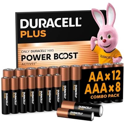 Duracell Baterie Plus AA & AAA, Combo paczka 12xAA i 8xAAA, baterie alkaliczne 1,5 V – z aktywnymi składnikami POWER BOOST opakowanie bez plastiku – 10-letnie przechowywanie MN150/ MN2400 Duracell Baterie Plus AA & AAA, Combo paczka 12xAA i 8xAAA, baterie alkaliczne 1,5 V – z aktywnymi składnikami POWER BOOST opakowanie bez plastiku – 10-letnie przechowywanie MN150/ MN2400