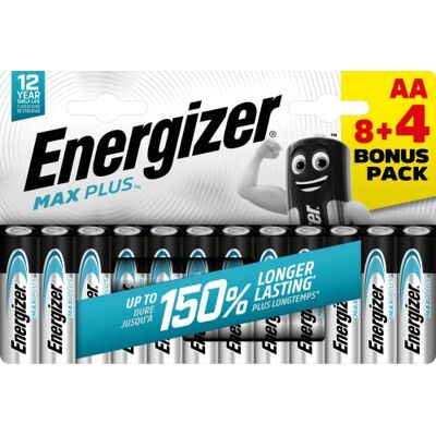 Energizer Alkaliczny MAX Plus pakiet 8+4 baterii alkalicznych AA MAX Plus Energizer Alkaliczny MAX Plus pakiet 8+4 baterii alkalicznych AA MAX Plus