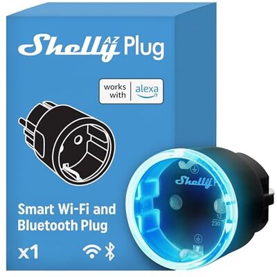 Shelly AZ Plug Czarny, Inteligentna Wtyczka z Pomiarem Energii, Gniazdko Zdalnego Sterowania, Max 2500W (12A), Wskaźniki LED,Automatyka domowa, Bluetooth i Wi-Fi, Alexa i Google Home, iOS, Android Shelly AZ Plug Czarny, Inteligentna Wtyczka z Pomiarem Energii, Gniazdko Zdalnego Sterowania, Max 2500W (12A), Wskaźniki LED,Automatyka domowa, Bluetooth i Wi-Fi, Alexa i Google Home, iOS, Android