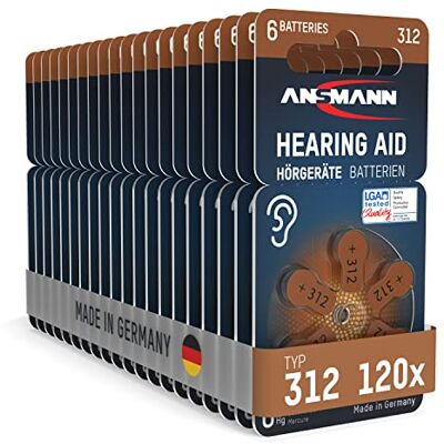 Ansmann Baterie do aparatów słuchowych typ 312 brązowe P312 ZL3 PR41, 120 sztuk, cynkowo-powietrzne 1,4 V, opakowanie zapasowe, baterie do aparatów słuchowych, łatwy dostęp Ansmann Baterie do aparatów słuchowych typ 312 brązowe P312 ZL3 PR41, 120 sztuk, cynkowo-powietrzne 1,4 V, opakowanie zapasowe, baterie do aparatów słuchowych, łatwy dostęp