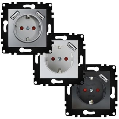 VoltShine Gniazdo wtykowe Schuko USB do zabudowy – czarne PJ – idealne do współczesnych przestrzeni, łączy w sobie elegancki wygląd i funkcjonalność, zapewniając wydajne ładowanie urządzeń. VoltShine Gniazdo wtykowe Schuko USB do zabudowy – czarne PJ – idealne do współczesnych przestrzeni, łączy w sobie elegancki wygląd i funkcjonalność, zapewniając wydajne ładowanie urządzeń.