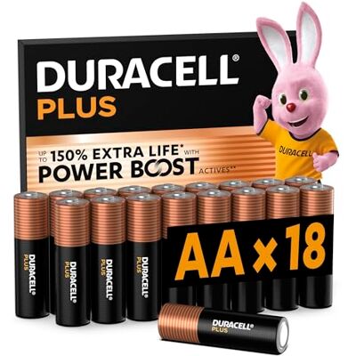 Duracell Plus AA Baterie Alkaliczne, 18-pak, 1.5V, LR06 Bateria AA, Do 150 Procent Więcej Mocy, Formuła Power Boost, Do Urządzeń Codziennego Użytku-Kontrolera Do Gier, Aparatu Duracell Plus AA Baterie Alkaliczne, 18-pak, 1.5V, LR06 Bateria AA, Do 150 Procent Więcej Mocy, Formuła Power Boost, Do Urządzeń Codziennego Użytku-Kontrolera Do Gier, Aparatu