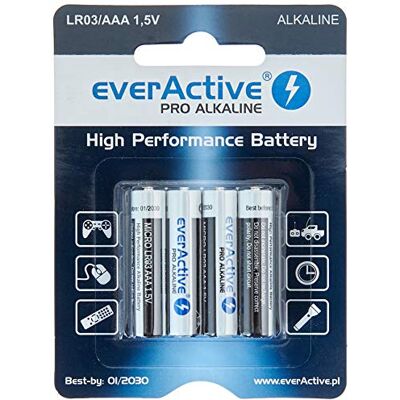 everActive Baterie AAA, 48 sztuk, baterie alkaliczne, Micro LR03 R03 1,5 V, najwyższa wydajność, 10 lat trwałości, 48 sztuk – zapakowane w blister everActive Baterie AAA, 48 sztuk, baterie alkaliczne, Micro LR03 R03 1,5 V, najwyższa wydajność, 10 lat trwałości, 48 sztuk – zapakowane w blister