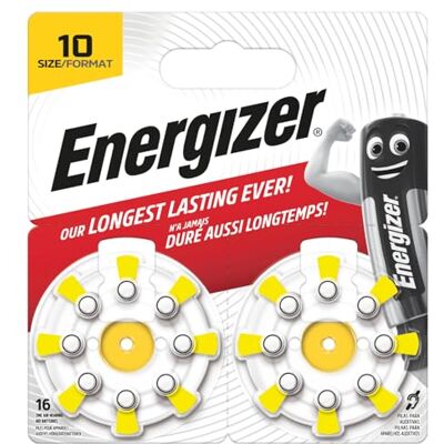 Energizer Baterie do aparatów słuchowych, rozmiar 10, 16 sztuk Energizer Baterie do aparatów słuchowych, rozmiar 10, 16 sztuk