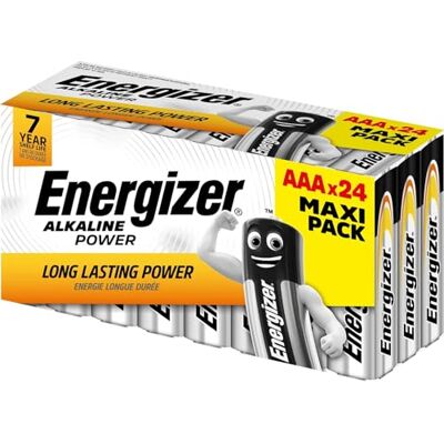 Energizer Alkaline Power, 24 baterie AAA 1,5 V, długa żywotność do codziennego użytku, bez siarczanowania, żywotność do 10 lat Energizer Alkaline Power, 24 baterie AAA 1,5 V, długa żywotność do codziennego użytku, bez siarczanowania, żywotność do 10 lat
