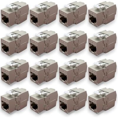 Waytex 16 sztuk beznarzędziowych Keystone RJ45 Cat6a FTP, ekranowane złącza, metalowe, niklowane, 10 Gb/s 500 MHz, ekranowane FTP oznaczenie T568 A/B AWG22-26 z opaską kablową Waytex 16 sztuk beznarzędziowych Keystone RJ45 Cat6a FTP, ekranowane złącza, metalowe, niklowane, 10 Gb/s 500 MHz, ekranowane FTP oznaczenie T568 A/B AWG22-26 z opaską kablową