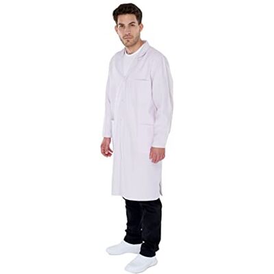 KO40416 Męski fartuch laboratoryjny uniwersalny bawełna biały fartuch laboratoryjny płaszcz XXS-XXXL, biały, XS KO40416 Męski fartuch laboratoryjny uniwersalny bawełna biały fartuch laboratoryjny płaszcz XXS-XXXL, biały, XS