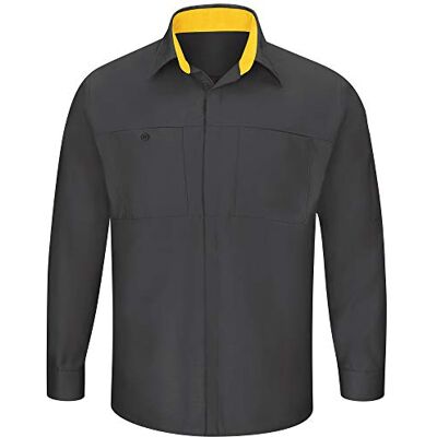 SY32-Charcoal with Yellow Mesh-Small Red Kap Męska koszulka z długim rękawem Performance Plus SY32-Charcoal with Yellow Mesh-Small Red Kap Męska koszulka z długim rękawem Performance Plus