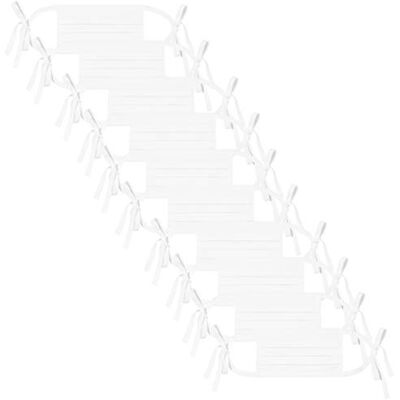 Adult Self Tie Mask Oscar Apparels Maska materiałowa wielokrotnego użytku, 100% bawełna BCI z kokardką do samodzielnego wiązania, dla dorosłych (opakowanie 10 szt.), biały, jeden rozmiar Adult Self Tie Mask Oscar Apparels Maska materiałowa wielokrotnego użytku, 100% bawełna BCI z kokardką do samodzielnego wiązania, dla dorosłych (opakowanie 10 szt.), biały, jeden rozmiar