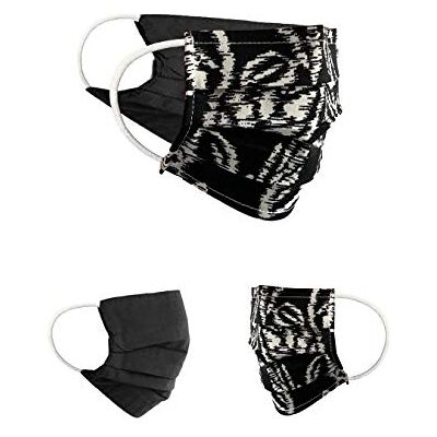 Black_Style70 BaF Maska Community 2-częściowy zestaw unisex, dwustronna maska ochronna na usta i nos, z motywem bawełny, możliwość prania Black_Style70 BaF Maska Community 2-częściowy zestaw unisex, dwustronna maska ochronna na usta i nos, z motywem bawełny, możliwość prania
