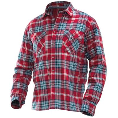 513801-4163-6 JOBMAN Workwear Męska koszula robocza w kratę, Czerwony/benzynowy, L 513801-4163-6 JOBMAN Workwear Męska koszula robocza w kratę, Czerwony/benzynowy, L