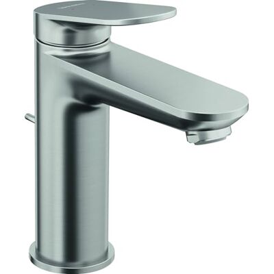 Duravit Wave bateria umywalkowa, rozmiar M (wysokość wylewki 111 mm), kran łazienkowy z zestawem odpływowym z drążkiem pociągowym, armatura umywalkowa, stal nierdzewna szczotkowana Duravit Wave bateria umywalkowa, rozmiar M (wysokość wylewki 111 mm), kran łazienkowy z zestawem odpływowym z drążkiem pociągowym, armatura umywalkowa, stal nierdzewna szczotkowana