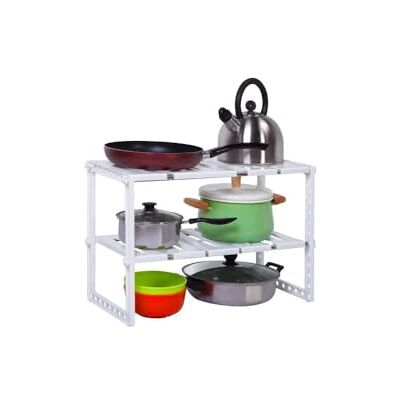 Avilia Półka pod umywalkę z 2 półkami, organizer kuchenny i łazienkowy, wielofunkcyjny, aluminiowy, biały, 31 x 49,8 x 7 cm Avilia Półka pod umywalkę z 2 półkami, organizer kuchenny i łazienkowy, wielofunkcyjny, aluminiowy, biały, 31 x 49,8 x 7 cm