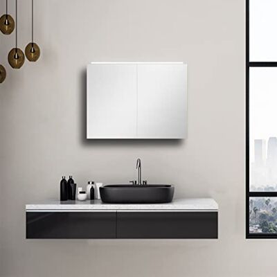Talos Mirage szafka z lustrem 50 x 70 cm z oświetleniem LED – wysokiej jakości korpus aluminiowy – szafka łazienkowa z lustrem z neutralnym białym światłem do nowoczesnej łazienki Talos Mirage szafka z lustrem 50 x 70 cm z oświetleniem LED – wysokiej jakości korpus aluminiowy – szafka łazienkowa z lustrem z neutralnym białym światłem do nowoczesnej łazienki