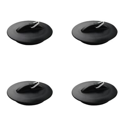 FACKELMANN 9900850 Zestaw 4 uniwersalnych zatyczek zlewozmywakowych, korek zlewozmywakowy, plastik, metal, czarny, 6 cm FACKELMANN 9900850 Zestaw 4 uniwersalnych zatyczek zlewozmywakowych, korek zlewozmywakowy, plastik, metal, czarny, 6 cm