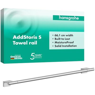 Hansgrohe AddStoris S wieszak na ręcznik, uchwyt na ręcznik, montażu na ścianie, ukryte mocowania, akcesoria łazienkowe, chrom, 41767000 Hansgrohe AddStoris S wieszak na ręcznik, uchwyt na ręcznik, montażu na ścianie, ukryte mocowania, akcesoria łazienkowe, chrom, 41767000