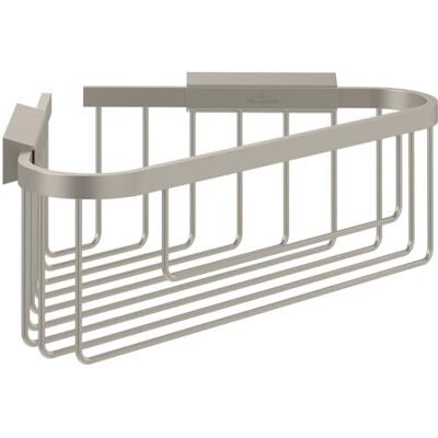 Villeroy & Boch Elements Tender narożny kosz prysznicowy, półka prysznicowa do montażu na ścianie, narożny regał prysznicowy z cynku, akcesoria prysznicowe, 260 x 206 x 82 mm, szczotkowany nikiel Villeroy & Boch Elements Tender narożny kosz prysznicowy, półka prysznicowa do montażu na ścianie, narożny regał prysznicowy z cynku, akcesoria prysznicowe, 260 x 206 x 82 mm, szczotkowany nikiel
