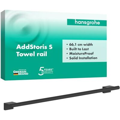 Hansgrohe AddStoris S wieszak na ręcznik, uchwyt na ręcznik, montażu na ścianie, ukryte mocowania, akcesoria łazienkowe, czarny matowy, 41767670 Hansgrohe AddStoris S wieszak na ręcznik, uchwyt na ręcznik, montażu na ścianie, ukryte mocowania, akcesoria łazienkowe, czarny matowy, 41767670