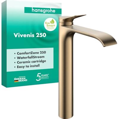 Hansgrohe Vivenis Bateria Umywalkowa bez Odpływu, brąz szczotkowany armatura z wylewką 251 mm, pełnego strumienia (AirPower), maks. 5 l/min, 75042140 Hansgrohe Vivenis Bateria Umywalkowa bez Odpływu, brąz szczotkowany armatura z wylewką 251 mm, pełnego strumienia (AirPower), maks. 5 l/min, 75042140