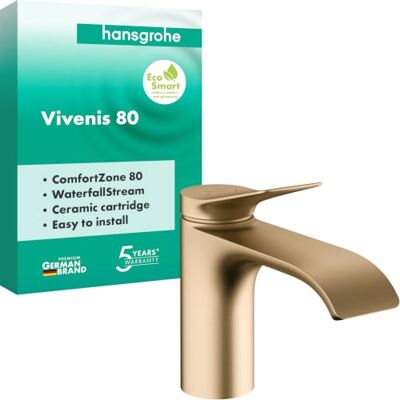 Hansgrohe Vivenis Bateria Umywalkowa bez Odpływu, brąz szczotkowany armatura z wylewką 80 mm, pełnego strumienia (AirPower), maks. 5 l/min, 75012140 Hansgrohe Vivenis Bateria Umywalkowa bez Odpływu, brąz szczotkowany armatura z wylewką 80 mm, pełnego strumienia (AirPower), maks. 5 l/min, 75012140
