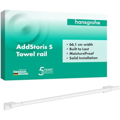 Hansgrohe AddStoris S wieszak na ręcznik, uchwyt na ręcznik, montażu na ścianie, ukryte mocowania, akcesoria łazienkowe, biały matowy, 41767700 Hansgrohe AddStoris S wieszak na ręcznik, uchwyt na ręcznik, montażu na ścianie, ukryte mocowania, akcesoria łazienkowe, biały matowy, 41767700