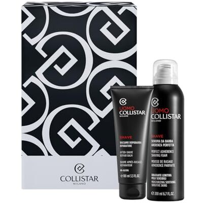 Collistar Pudełko dla mężczyzn, pianka do golenia 200 ml + odżywka po goleniu 100 ml, zestaw upominkowy do golenia, wrażliwa skóra, nawilżająca i kojąca, bez alkoholu Collistar Pudełko dla mężczyzn, pianka do golenia 200 ml + odżywka po goleniu 100 ml, zestaw upominkowy do golenia, wrażliwa skóra, nawilżająca i kojąca, bez alkoholu