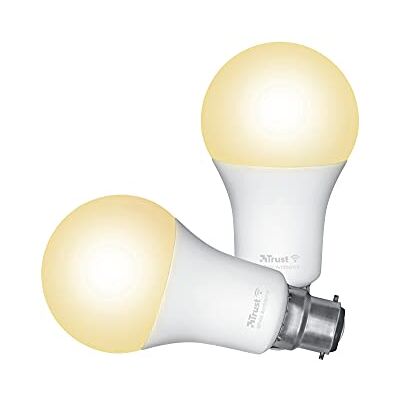 Trust WiFi Inteligentna żarówka B22, ściemniana żarówka LED, współpracuje z Alexa i Google Home, nie wymaga koncentratora, żarówka WiFi 2,4 GHz, inteligentna żarówka ciepła do zimnej bieli, biała Trust WiFi Inteligentna żarówka B22, ściemniana żarówka LED, współpracuje z Alexa i Google Home, nie wymaga koncentratora, żarówka WiFi 2,4 GHz, inteligentna żarówka ciepła do zimnej bieli, biała