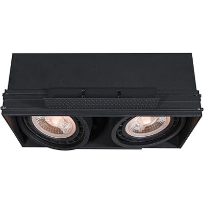GTV MILO reflektor do zabudowy, 2-punktowy, prostokątna lampa do zabudowy sufitowej bez ramy, GU10 ES111, 27,5 × 14,6 cm, wychylne reflektory, IP20, 220–240 V, maks. 2 × 40 W, oświetlenie wewnętrzne GTV MILO reflektor do zabudowy, 2-punktowy, prostokątna lampa do zabudowy sufitowej bez ramy, GU10 ES111, 27,5 × 14,6 cm, wychylne reflektory, IP20, 220–240 V, maks. 2 × 40 W, oświetlenie wewnętrzne