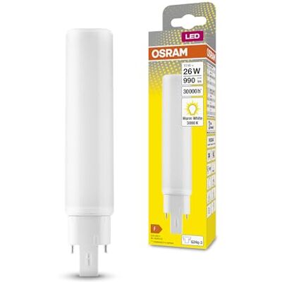 OSRAM DULUX® D/E LED HF & AC MAINS / Tuba LED: G24q-3, Długość: 170 mm, 10 W, 26 W replacement for, matowe, Warm White, 3000 K, Opakowanie 1 OSRAM DULUX® D/E LED HF & AC MAINS / Tuba LED: G24q-3, Długość: 170 mm, 10 W, 26 W replacement for, matowe, Warm White, 3000 K, Opakowanie 1