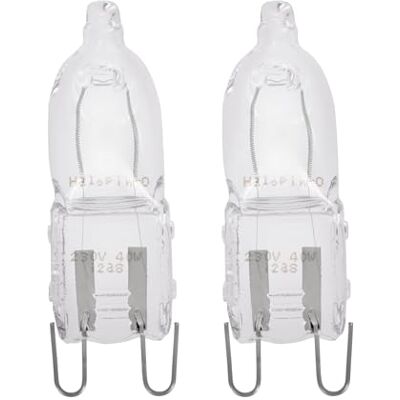 EGLO Zestaw 2 Żarówek Halogenowych do Piekarnika, Żarówki G9 z Podstawą, 2 Żarówki 40 W, Ciepła Biel, 2700 K, Żaroodporna do 300°C EGLO Zestaw 2 Żarówek Halogenowych do Piekarnika, Żarówki G9 z Podstawą, 2 Żarówki 40 W, Ciepła Biel, 2700 K, Żaroodporna do 300°C