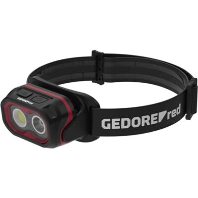 GEDORE Czerwona lampa czołowa LED, do ponownego ładowania z akumulatorem litowo-jonowym, 800 lumenów, regulacja ostrości i bezstopniowe ściemnianie, zasięg świecenia do 69 m, z czerwonym światłem GEDORE Czerwona lampa czołowa LED, do ponownego ładowania z akumulatorem litowo-jonowym, 800 lumenów, regulacja ostrości i bezstopniowe ściemnianie, zasięg świecenia do 69 m, z czerwonym światłem