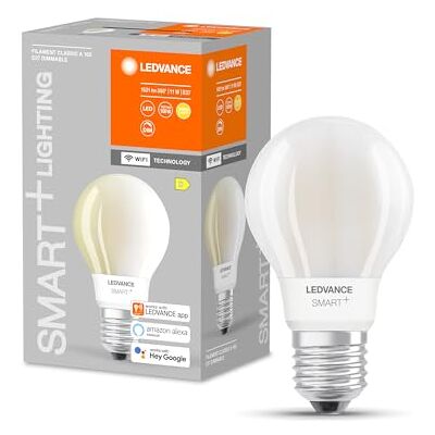 LEDVANCE Inteligentna żarówka LED z technologią Wifi, Podstawa E27, Ściemnianie, Ciepła biel (2700K), Kształt żarówki, Matowa, Możliwość sterowania za pomocą Alexa, Google i aplikacji, 1-pak. LEDVANCE Inteligentna żarówka LED z technologią Wifi, Podstawa E27, Ściemnianie, Ciepła biel (2700K), Kształt żarówki, Matowa, Możliwość sterowania za pomocą Alexa, Google i aplikacji, 1-pak.