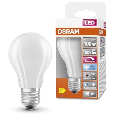 OSRAM Ściemniana lampa LED Superstar o szczególnie wysokim oddawaniu barw (CRI90) E27, szkło szronione, Zimna biel (4000K), 1521 Lumen, zamiennik dla 100W, 1-pak OSRAM Ściemniana lampa LED Superstar o szczególnie wysokim oddawaniu barw (CRI90) E27, szkło szronione, Zimna biel (4000K), 1521 Lumen, zamiennik dla 100W, 1-pak