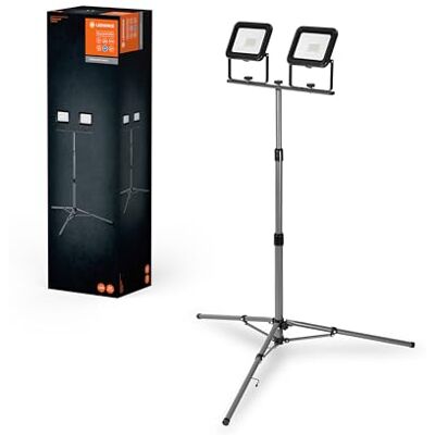 LEDVANCE Przenośna lampa robocza LED do zastosowań zewnętrznych, Worklight Value z składanym statywem i 2x 30W reflektory, biały dzienny (6500K), ciemnoszary, 1-pak LEDVANCE Przenośna lampa robocza LED do zastosowań zewnętrznych, Worklight Value z składanym statywem i 2x 30W reflektory, biały dzienny (6500K), ciemnoszary, 1-pak