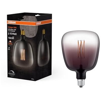 OSRAM Vintage 1906 przyciemniana przyciemniana lampa LED, 4,5 W, 150 lm, w kształcie kuli o średnicy 140 mm i trzonku E27, ciepłe białe światło, prosty żarnik, ściemniana, żywotność do 15 000 godzin OSRAM Vintage 1906 przyciemniana przyciemniana lampa LED, 4,5 W, 150 lm, w kształcie kuli o średnicy 140 mm i trzonku E27, ciepłe białe światło, prosty żarnik, ściemniana, żywotność do 15 000 godzin