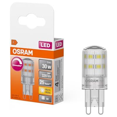 OSRAM Ściemnialna lampa LED PIN z trzonkiem G9, ciepła biel (2700K), 350 lumenów, przezroczyste szkło, opakowanie pojedyncze OSRAM Ściemnialna lampa LED PIN z trzonkiem G9, ciepła biel (2700K), 350 lumenów, przezroczyste szkło, opakowanie pojedyncze