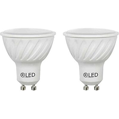 RLED Pakiet SMD LED, ciepła biel, GU10, 6,8 W, białe, 5 x 5,5 cm, 2 sztuki RLED Pakiet SMD LED, ciepła biel, GU10, 6,8 W, białe, 5 x 5,5 cm, 2 sztuki